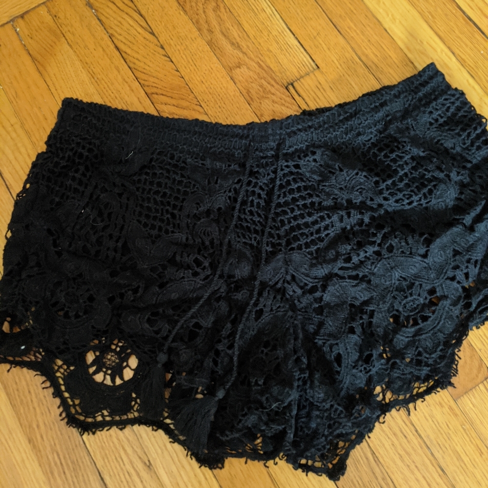 Express Black Lacey Drawstring shorts